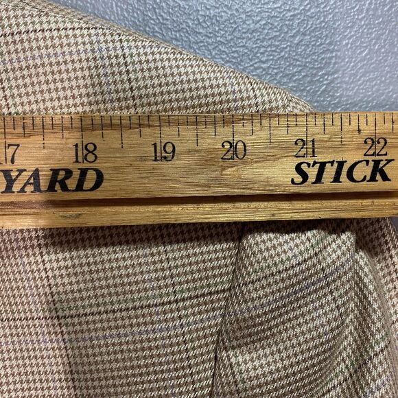 W.H. BELK Silk Wool Plaid Two Button Classic Blazer Sport Coat Mens 48R Beige - Picture 7 of 12